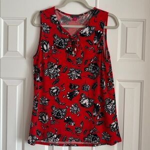 Vince Camuto Red and Black Floral Top